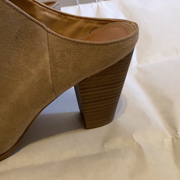 Nude (Taupe) Mules with 3 Inch Block Heel - Picture 3 of 7